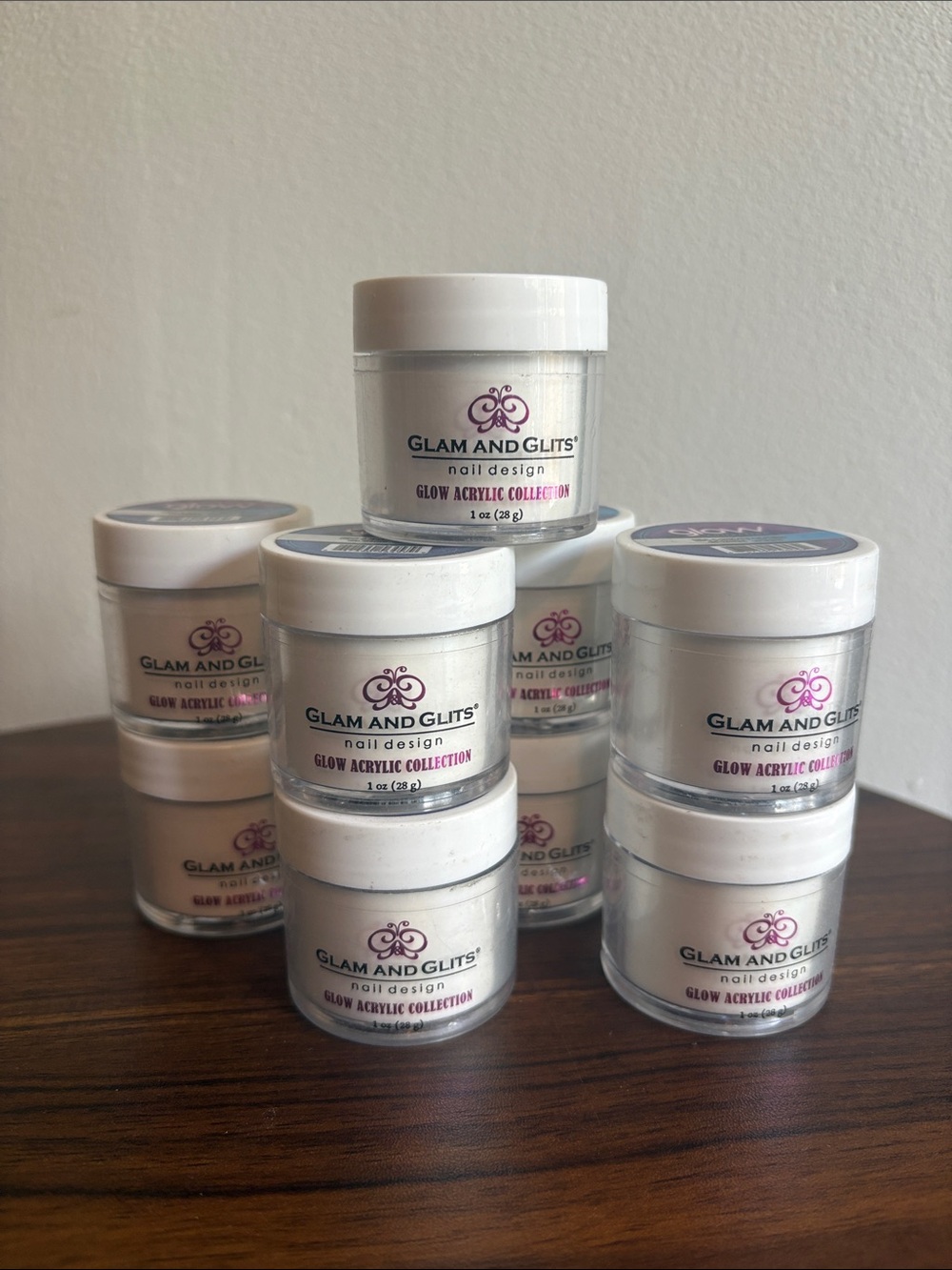 *BULK 9 PACK* Glow Acrylic Nail Powder – White